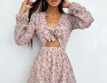 Шифоновое платье с завязками на груди  | PUSHKA SHOP