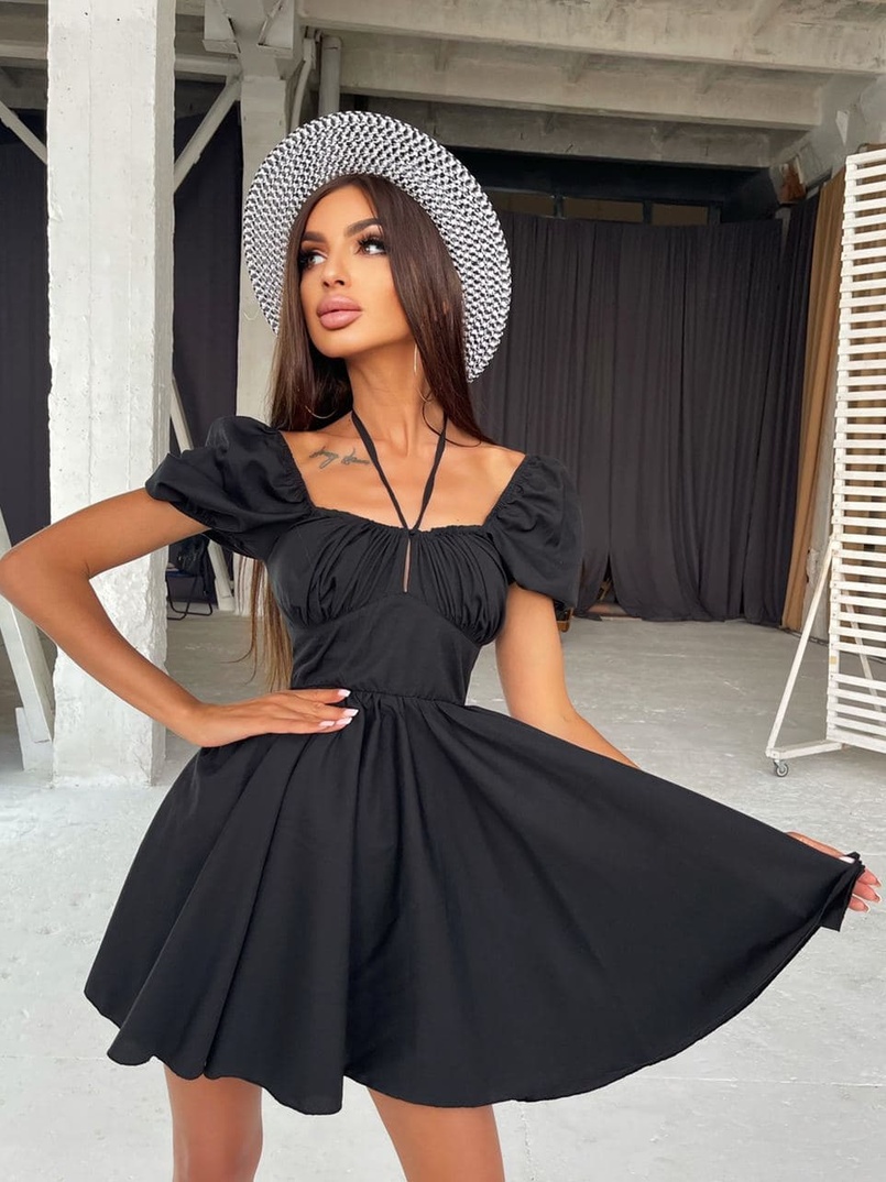 Летнее хлопковое платье с завязками на груди Летнее хлопковое платье с завязками на груди | PUSHKA SHOP