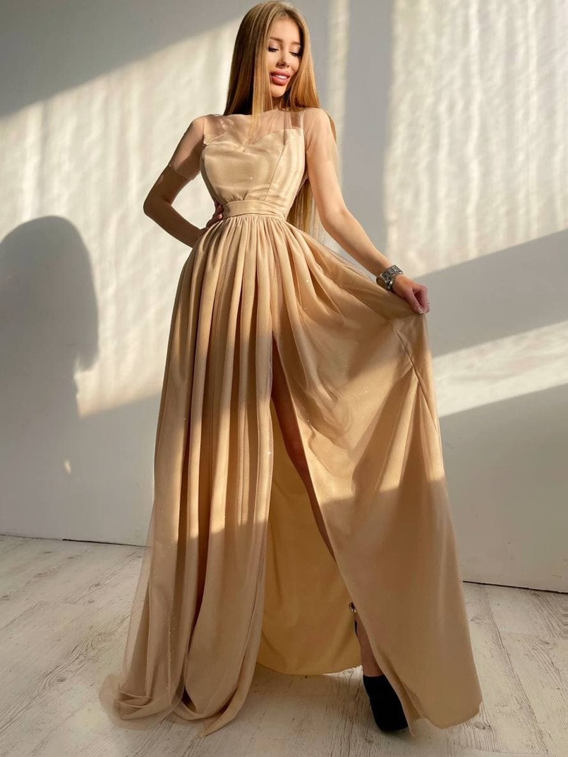 Платье-макси из сетки с блестками Платье-макси из сетки с блестками | PUSHKA SHOP