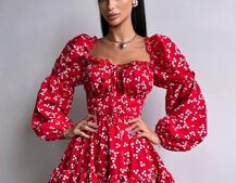 Сукня з квітковим принтом з воланами на ґудзиках  Сукня з квітковим принтом з воланами на ґудзиках  | PUSHKA SHOP