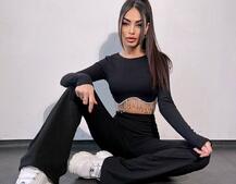 Комплект : штани кльош і топ , декорований бахромою зі страз Ручна робота Комплект : штани кльош і топ , декорований бахромою зі страз Ручна робота | PUSHKA SHOP