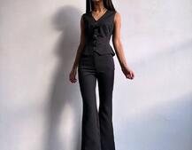 Костюм: піджак на підкладці, штани кльош+ жилет  | PUSHKA SHOP