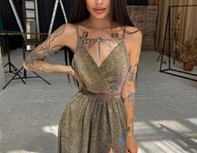 Блестящее платье-макси с разрезом   Блестящее платье-макси с разрезом   | PUSHKA SHOP