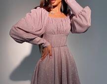 Блестящее платье с объемными рукавами Блестящее платье с объемными рукавами | PUSHKA SHOP