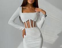 Приталенное платье с корсетной вставкой и  юбкой-карандашом  | PUSHKA SHOP