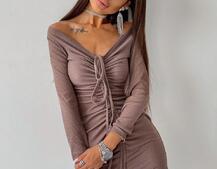 Платье-мини с затяжкой Платье-мини с затяжкой | PUSHKA SHOP