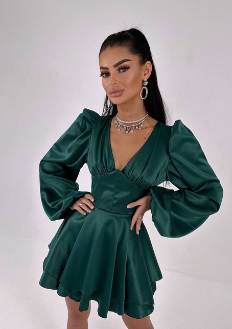 Атласна корсетна сукня  з пишною подвійною спідницею  | PUSHKA SHOP