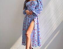 Сукня міді з квітковим принтом  | PUSHKA SHOP