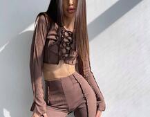 Комплект: топ зі шнурівкою на грудях + легінси | PUSHKA SHOP