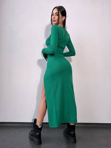 Комплект: трикотажне плаття- міді + корсет + рукавички Комплект: трикотажне плаття- міді + корсет + рукавички | PUSHKA SHOP