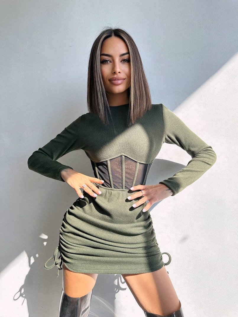 Сукня-міні  з елементами корсету  Довжину спідниці можна регулювати  | PUSHKA SHOP