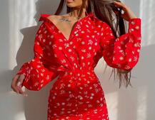 Платье-рубашка с присобранной юбкой  | PUSHKA SHOP