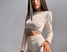 Оксамитовий комплект, декорований бахромою зі страз | PUSHKA SHOP