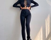 Комплект: топ зі шнурівкою на грудях + легінси | PUSHKA SHOP