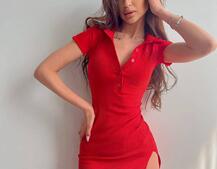 Трикотажна сукня поло з розрізом Трикотажна сукня поло з розрізом | PUSHKA SHOP