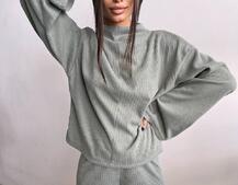 Повсякденний костюм із теплого трикотажу-рубчика | PUSHKA SHOP